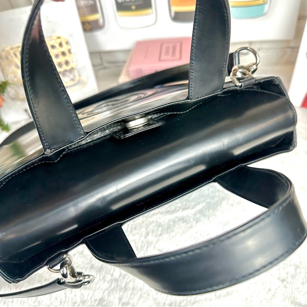 Gucci Matte Black Patent Leather 2-Way Shoulder bag or crossbody - Picture 10 of 15